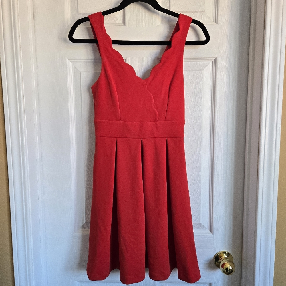 Express Scalloped Red Dress in size 0